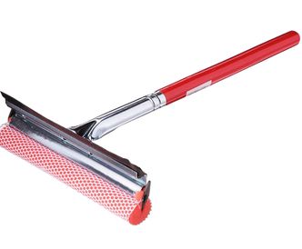 Jalador para vidrio de metal con esponja mango de madera